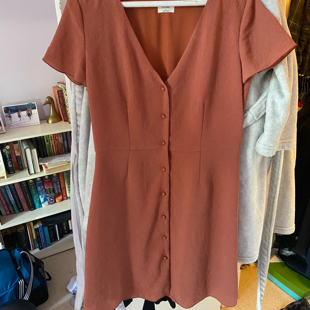 Button up burnt orange Aritzia dress